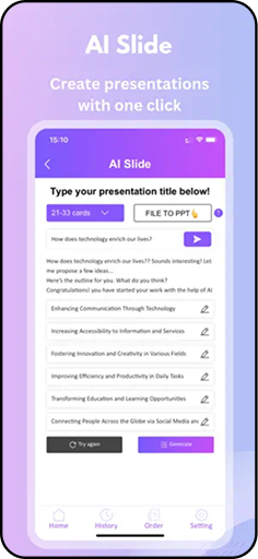 Access Smallppt on your iPhone to create AI presentations anytime.